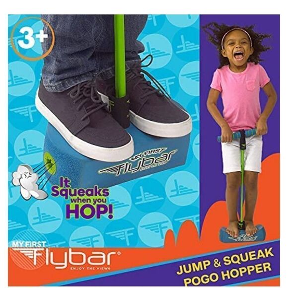 POGO HOPPER My First Flybar blue green Jump & Squeak indoor outdoor exercise toy - Picture 4 of 6